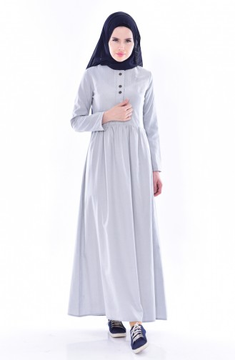 Grau Hijab Kleider 7273-17