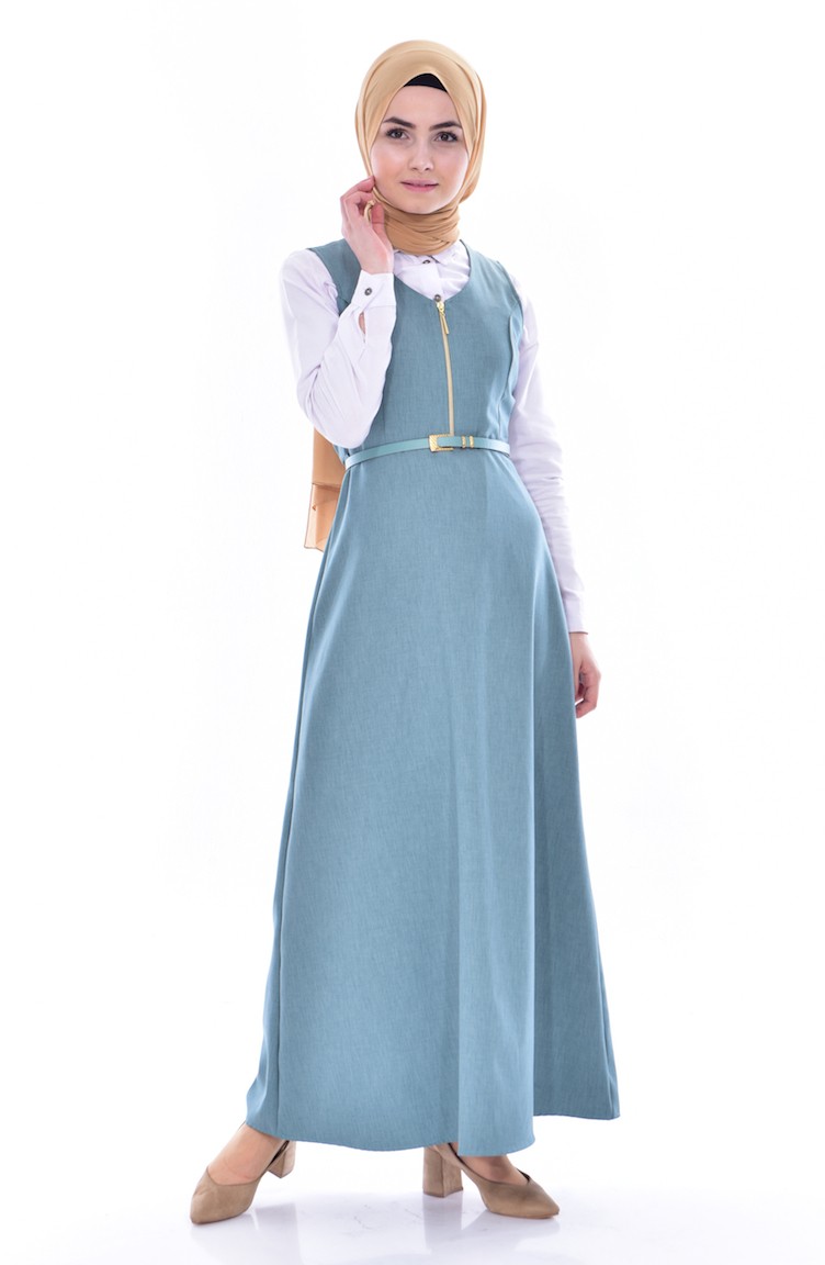 فستان بدون اكمام بتصميم رباط 4095-01 لون اخضر 4095-01 | Sefamerve