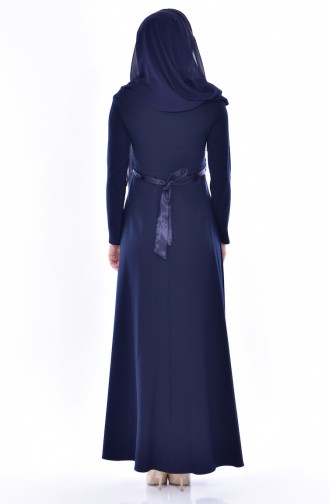 Navy Blue Hijab Dress 3319-03
