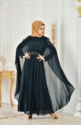 Green Hijab Evening Dress 52699-03