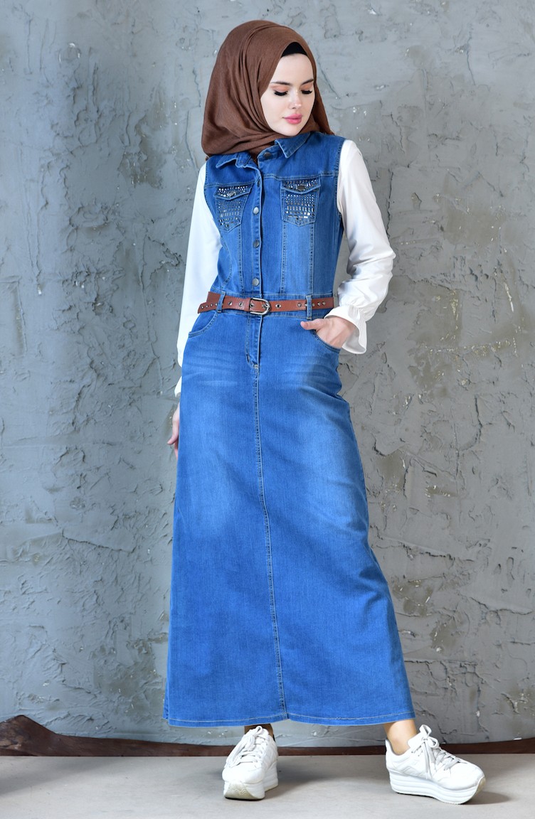 Denim Blue Hijab Dress 9229-01 | Sefamerve