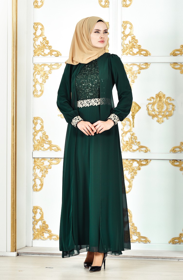 فستان أخضر حشيشي 52700-04 | Sefamerve