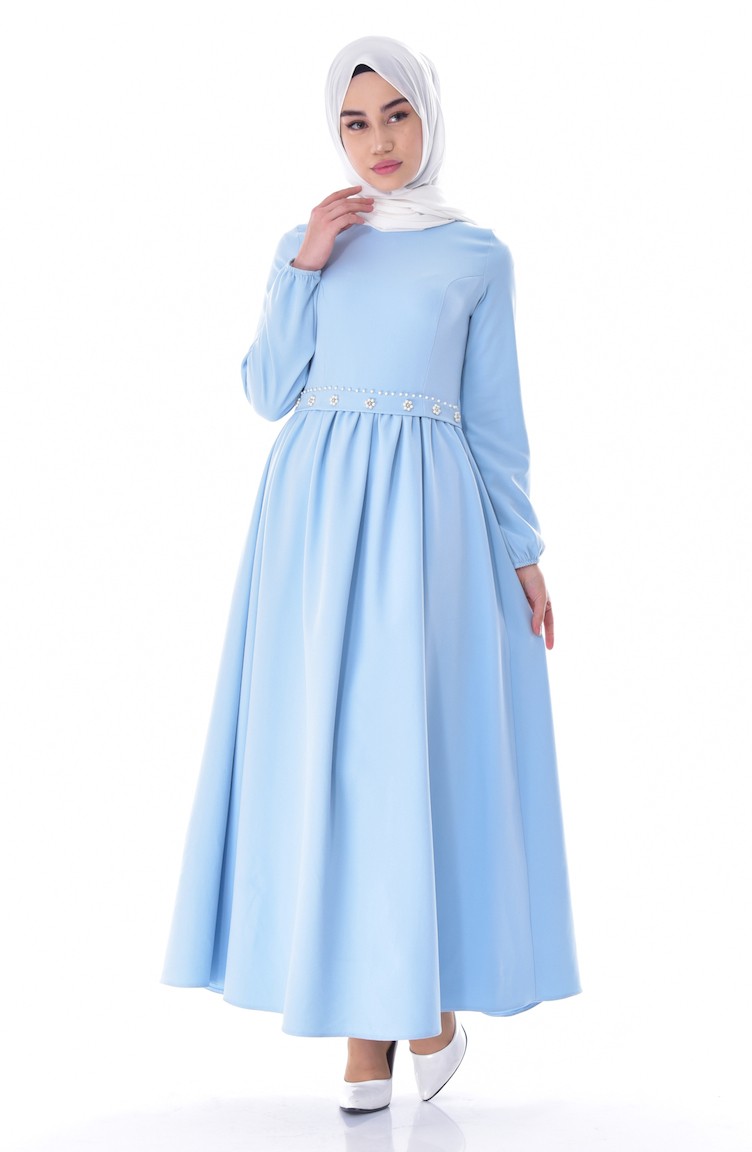 Baby Blue Hijab Dress 0232-04 | Sefamerve