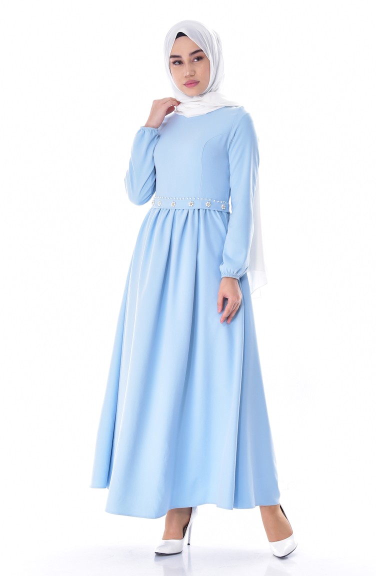 فستان أزرق فاتح 0232-04 | Sefamerve