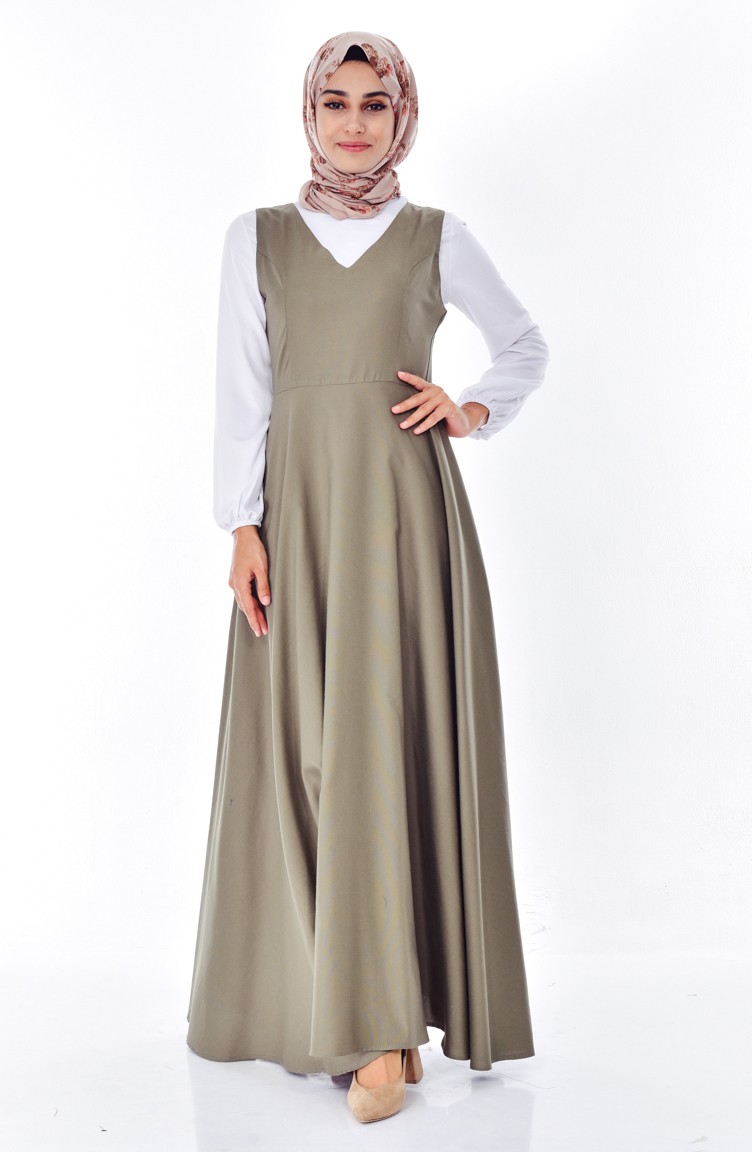 توبانور فستان بدون أكمام بتصميم سادة 2986-07 لون اخضر كاكي 2986-07 |  Sefamerve