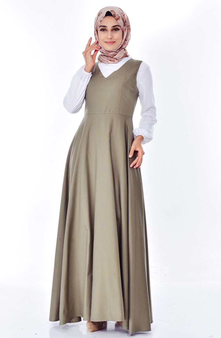توبانور فستان بدون أكمام بتصميم سادة 2986-07 لون اخضر كاكي 2986-07 |  Sefamerve