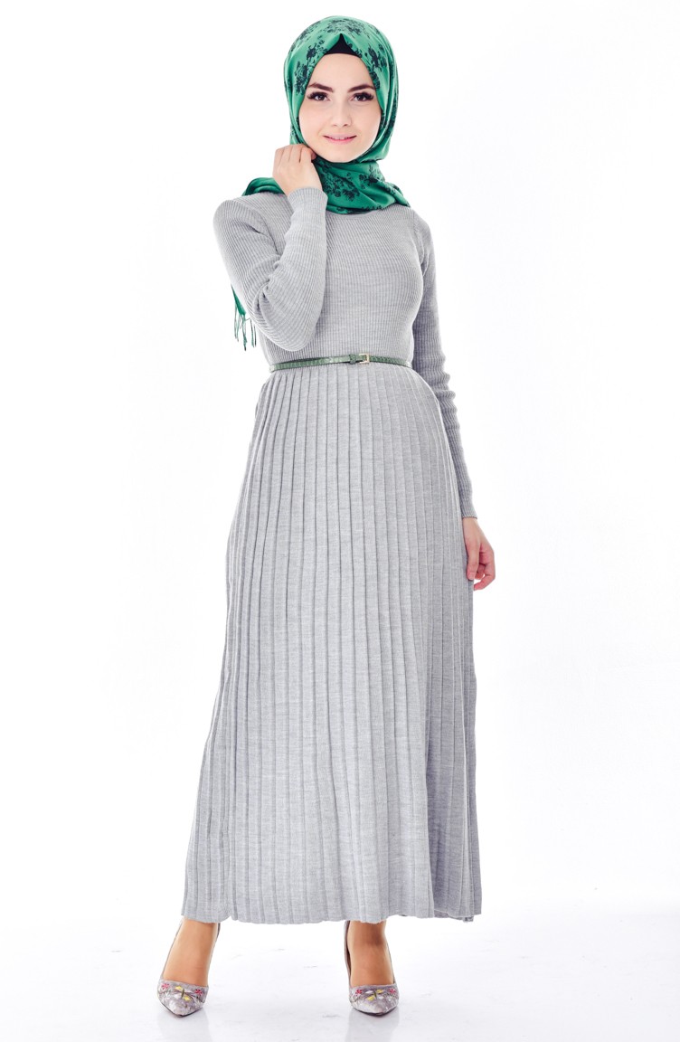 Gray Hijab Dress 0597-05 | Sefamerve