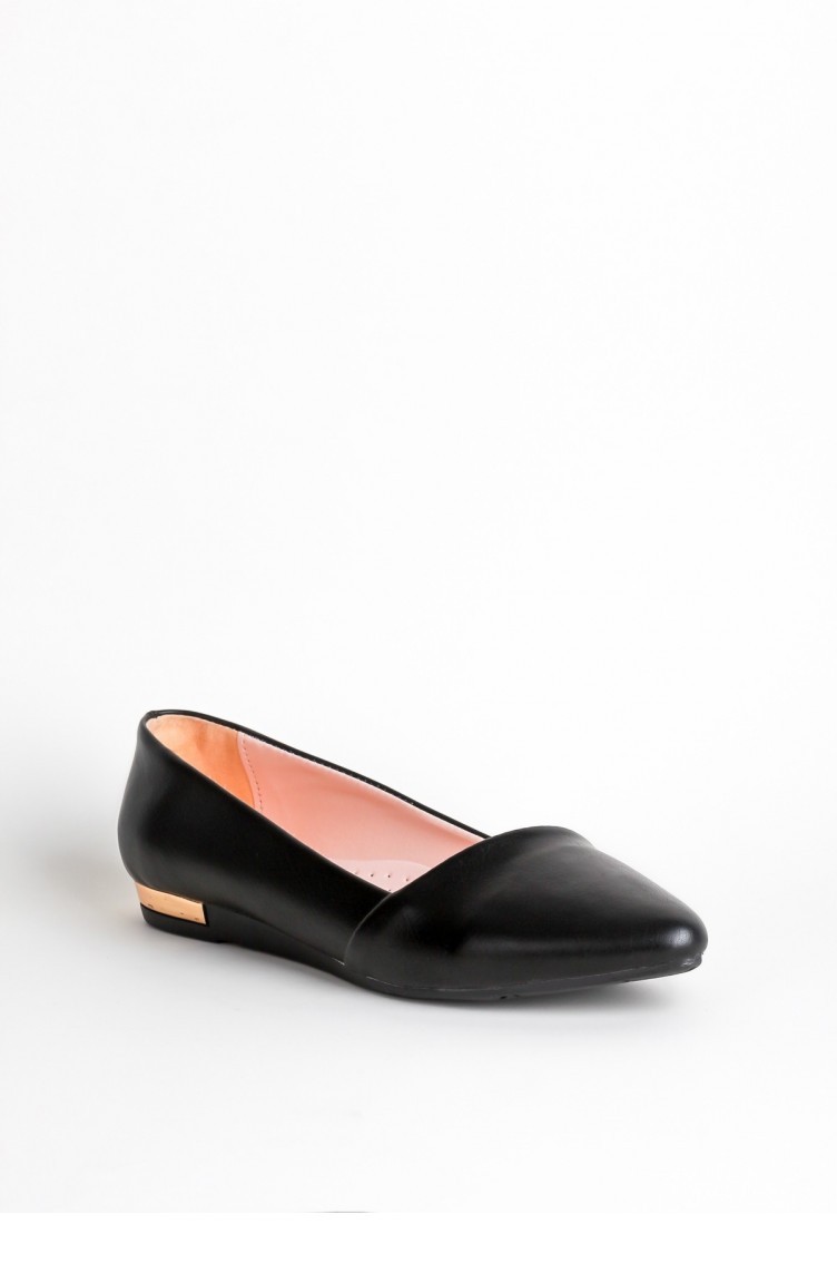 Cosimo Siyah Cilt Bayan Babet Ayakkabı | Sefamerve
