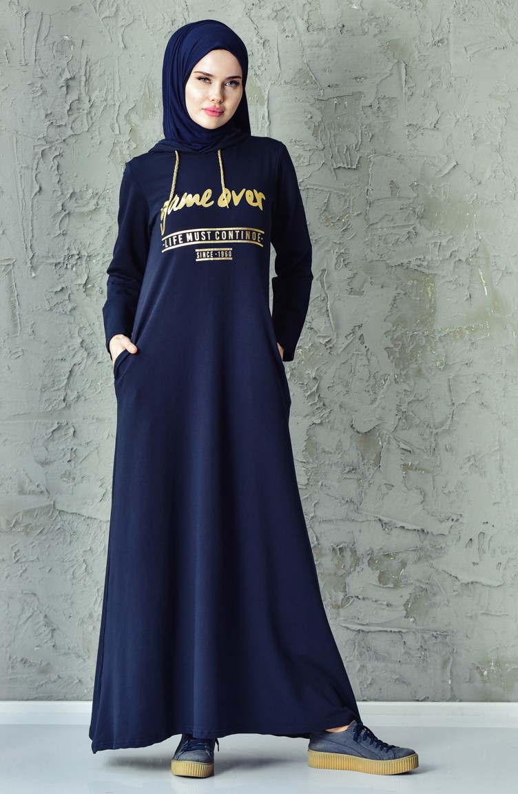 Baskılı Spor Elbise 1008-03 Lacivert | Sefamerve