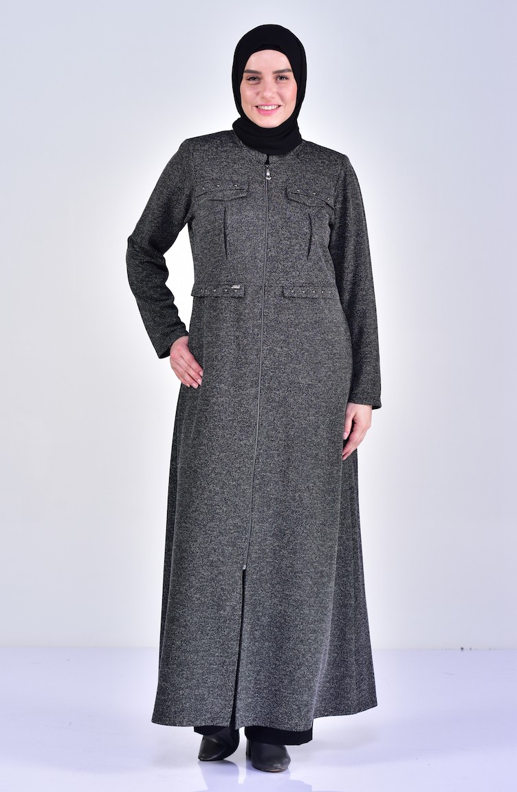 Large Size Pocket Detailed Overcoat 1070-03 Black 1070-03 | Sefamerve
