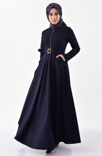 Dunkelblau Hijab Kleider 81645-02