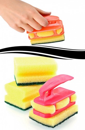 Sponge Handle 3 Pcs Dishwashing Sponge with Gift 79YT2254