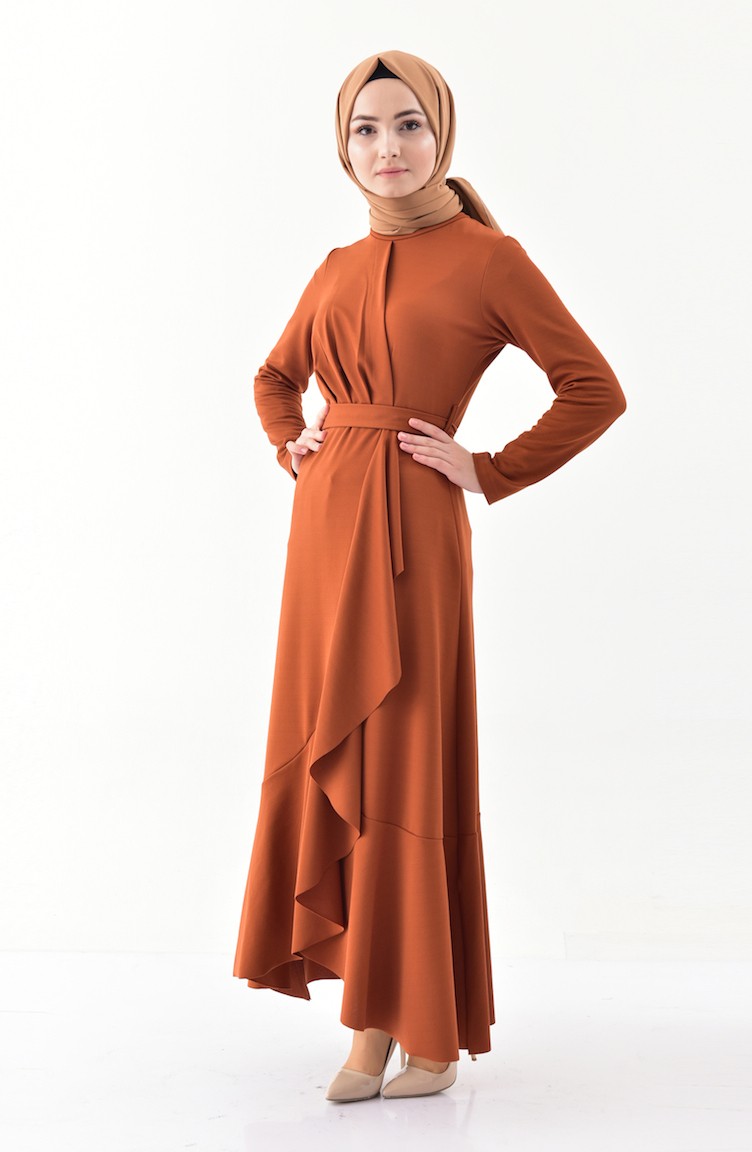 Tan Hijab Dress 4064-07 | Sefamerve