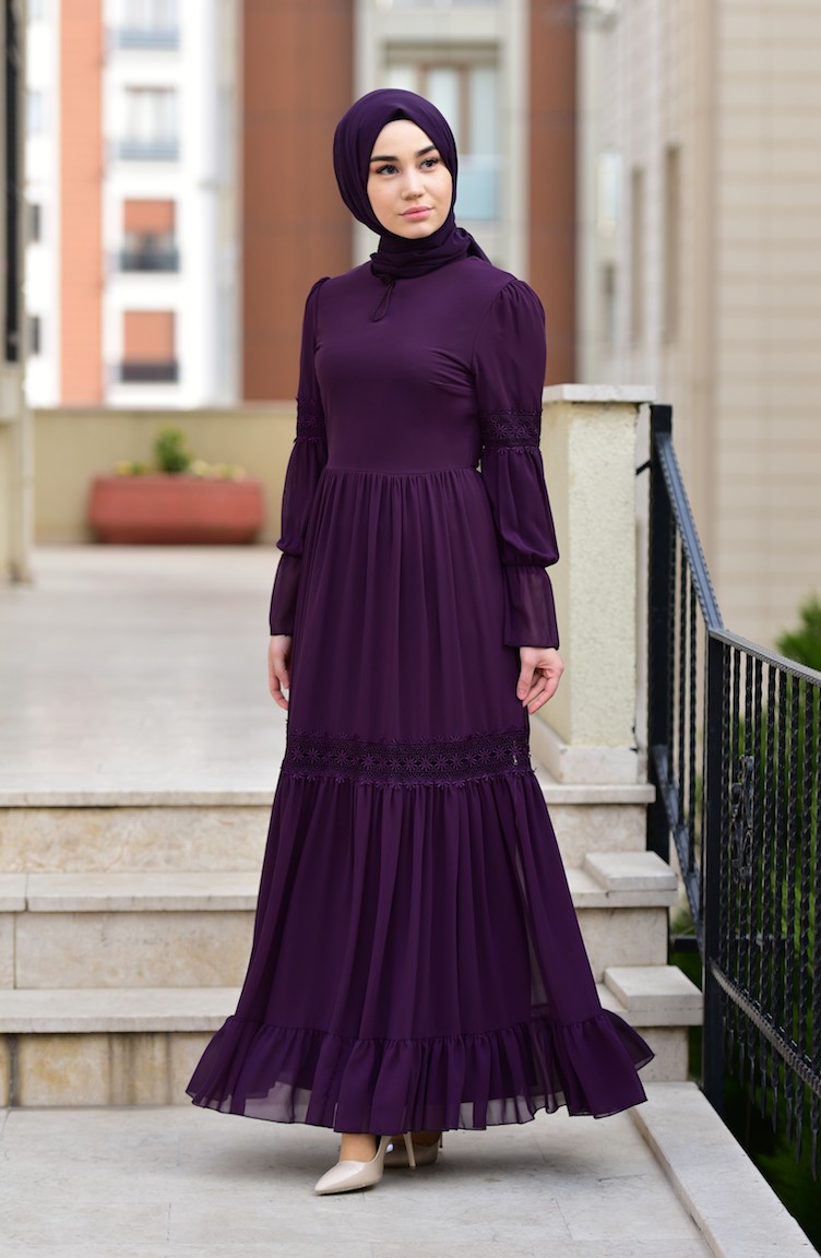 Purple Hijab Dress 5472-05 | Sefamerve