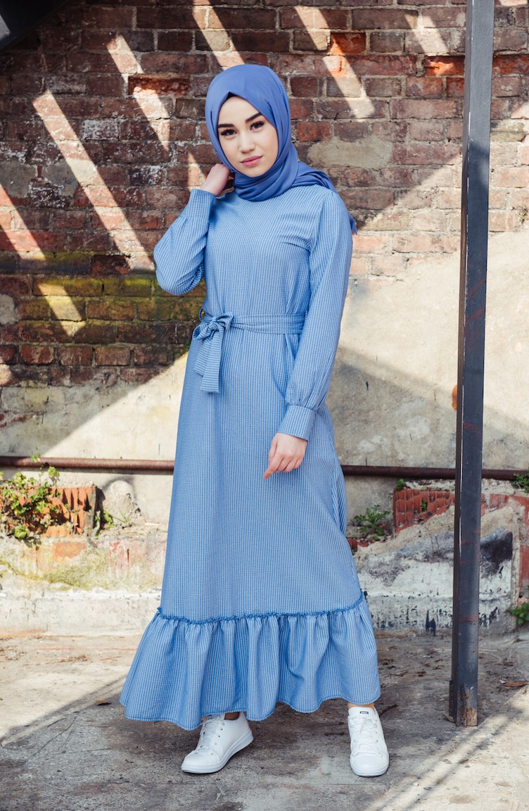 Robe Hijab Bleu 5563-04 | Sefamerve