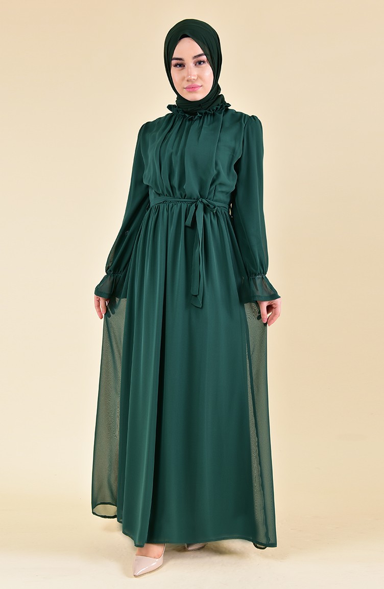 فستان أخضر زمردي 81594-04 | Sefamerve