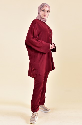 Aerobin Fabric Flared Tunic Pants Binary Suit 0306-02 Claret Red 0306-02