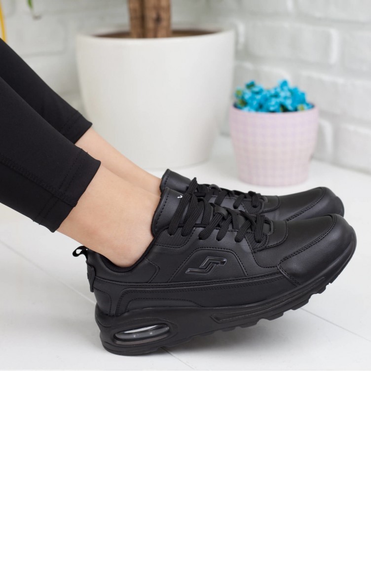 جمب حذاء رياضي نسائي A19Gkjmp0014Fsyh لون أسود جلد 19GKJMP0014FSYH |  Sefamerve