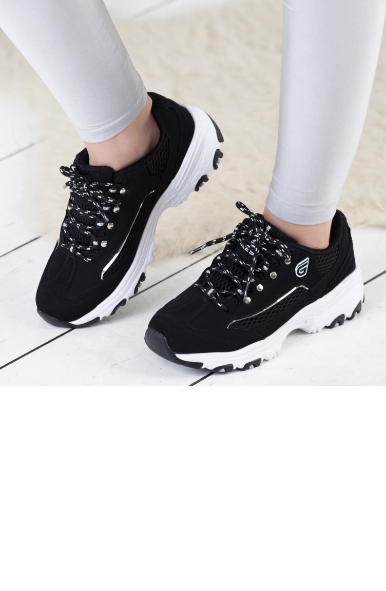 Kadın Günlük Spor Ayakkabı A192Yasn0027112 Siyah Beyaz Deri | Sefamerve