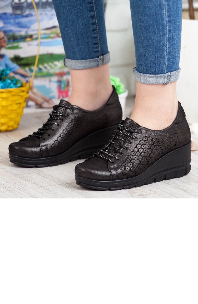 Mammamia Kadın Dolgu Topuklu Ayakkabı A192Ydyl00182992 Siyah Deri |  Sefamerve