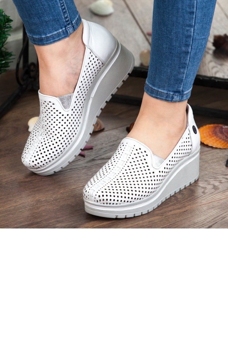 Mammamia Women´s Wedge Heeled Shoes A192Ydyl0050Xb5 White Leather  192YDYL0050XB5 | Sefamerve