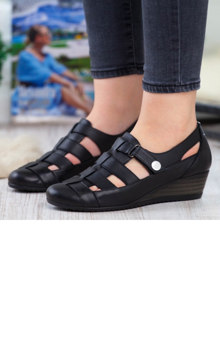 Mammamia Kadın Dolgu Topuklu Ayakkabı A192Ydyl0091000 Siyah Deri | Sefamerve