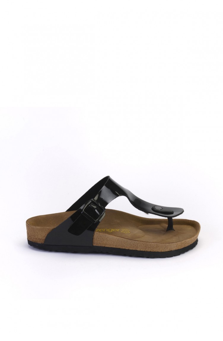 Slazenger Women´s Slippers Black Patent Leather 80561 | Sefamerve