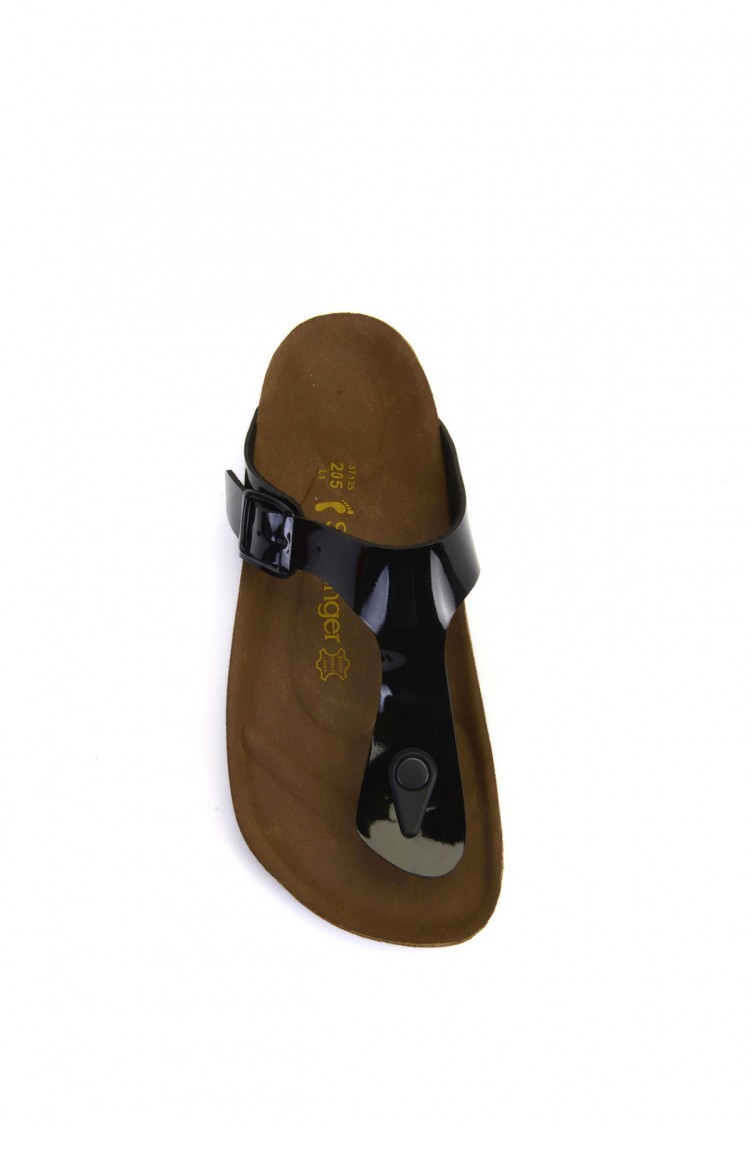 Slazenger Women´s Slippers Black Patent Leather 80561 | Sefamerve