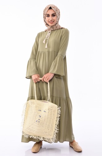 Unreife Mandelgrün Hijab Kleider 6001-02