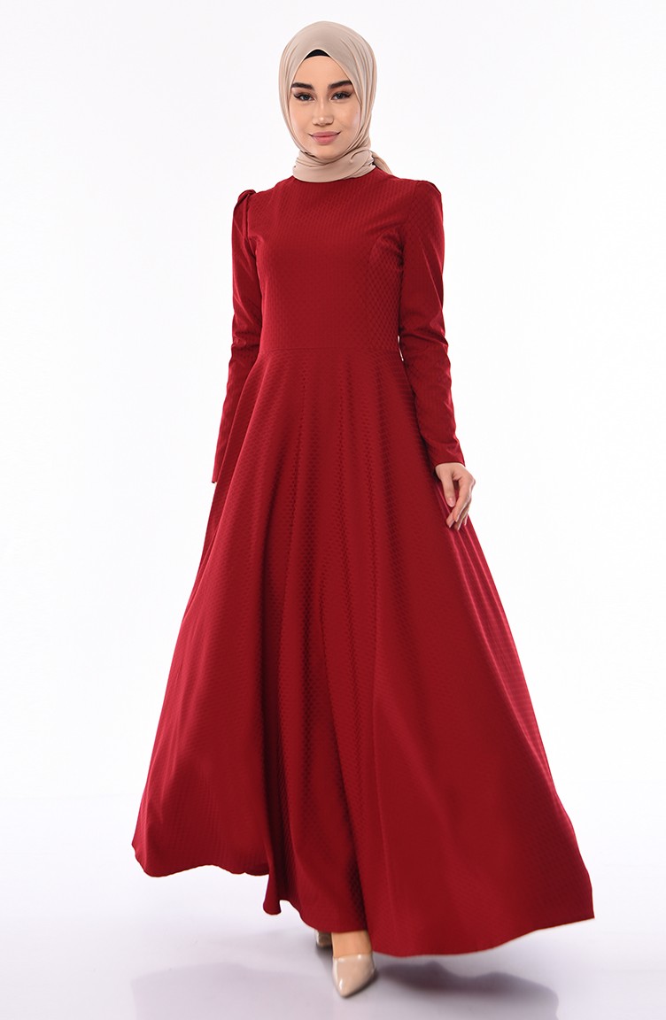 فستان أحمر كلاريت 7241-01 | Sefamerve