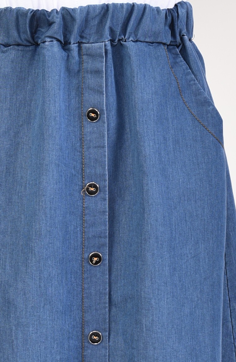 تنورة جينز بتفاصيل أزرار 2815-01 لون أزرق جينز 2815-01 | Sefamerve