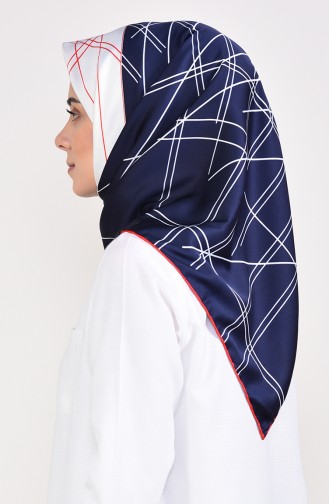 Aker S Rayon Scarf 901480-07 Navy Blue Red 901480-07