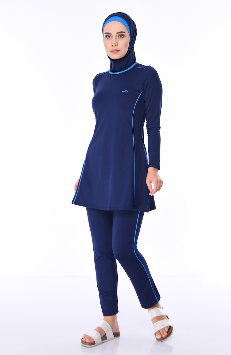 Navy Blue Swimsuit Hijab 1850-01 | Sefamerve