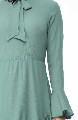 Büzgülü Elbise 1019-10 Çağla Yeşil