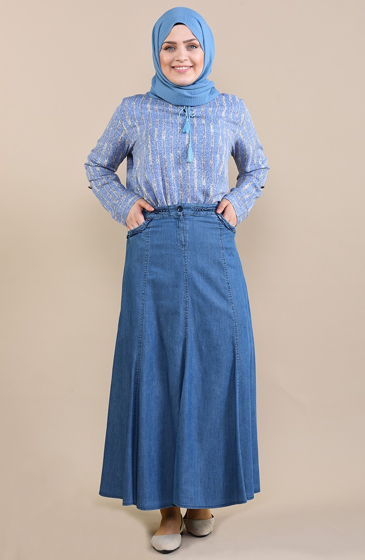 Denim Blue Skirt 0115-01 | Sefamerve