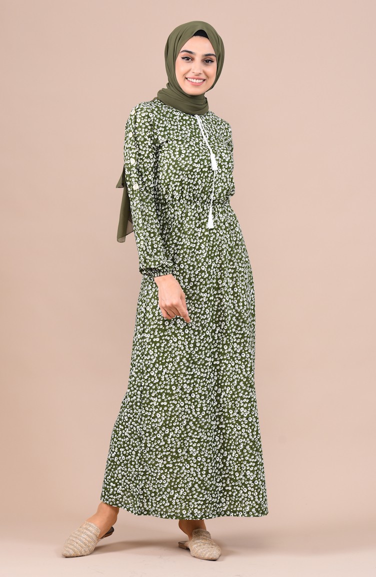 Green Hijab Dress 4244-02 | Sefamerve