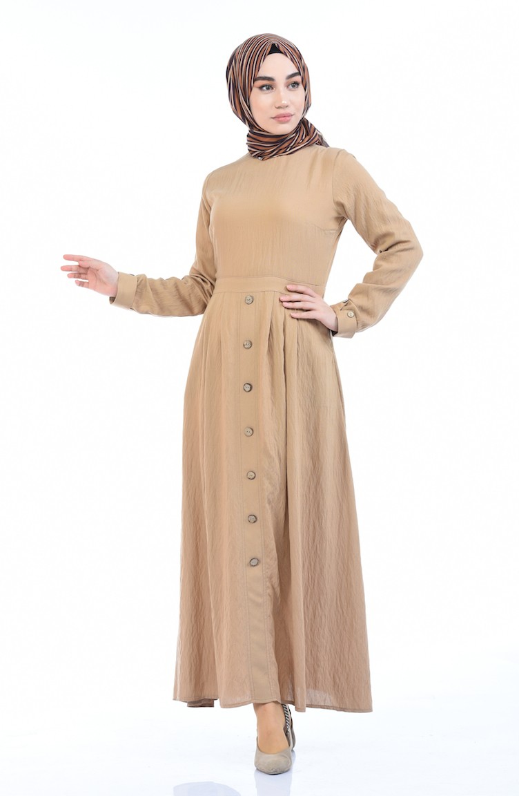 Dark Beige Hijab Dress 8001-04 | Sefamerve