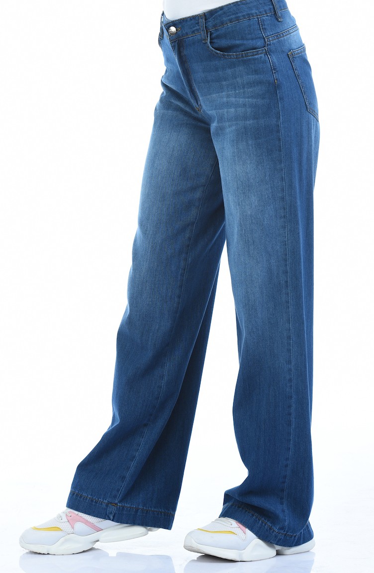 Pantalon Jean Large a Boutons 2523-02 Bleu marine 2523-02 | Sefamerve