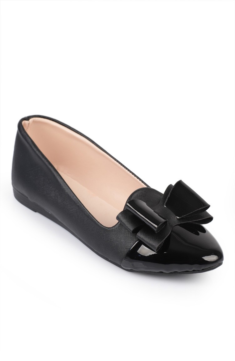 حذاء نسائي مسطح لون أسود 6613-3 | Sefamerve