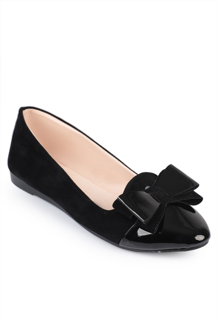 حذاء نسائي مسطح لون أسود 6617-7 | Sefamerve