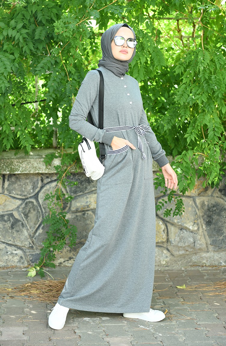 Anthracite Hijab Dress 2170-03 | Sefamerve