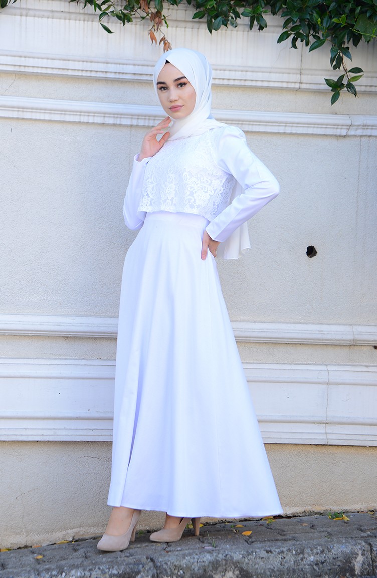 Robe Hijab Blanc 9032-05 | Sefamerve