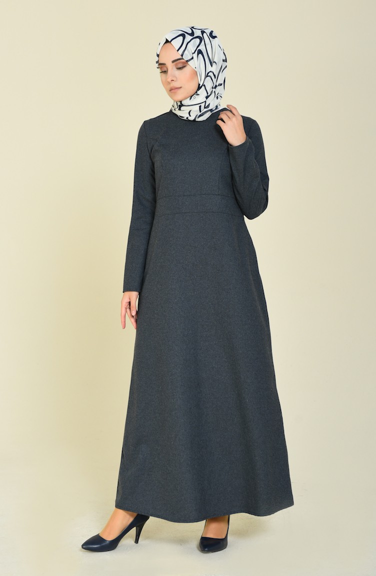 Anthracite Hijab Dress 9113-01 | Sefamerve