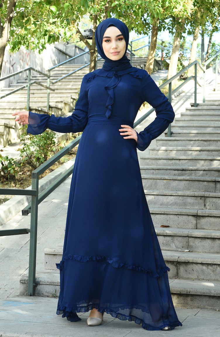Robe Hijab Bleu Marine 8044-09 | Sefamerve