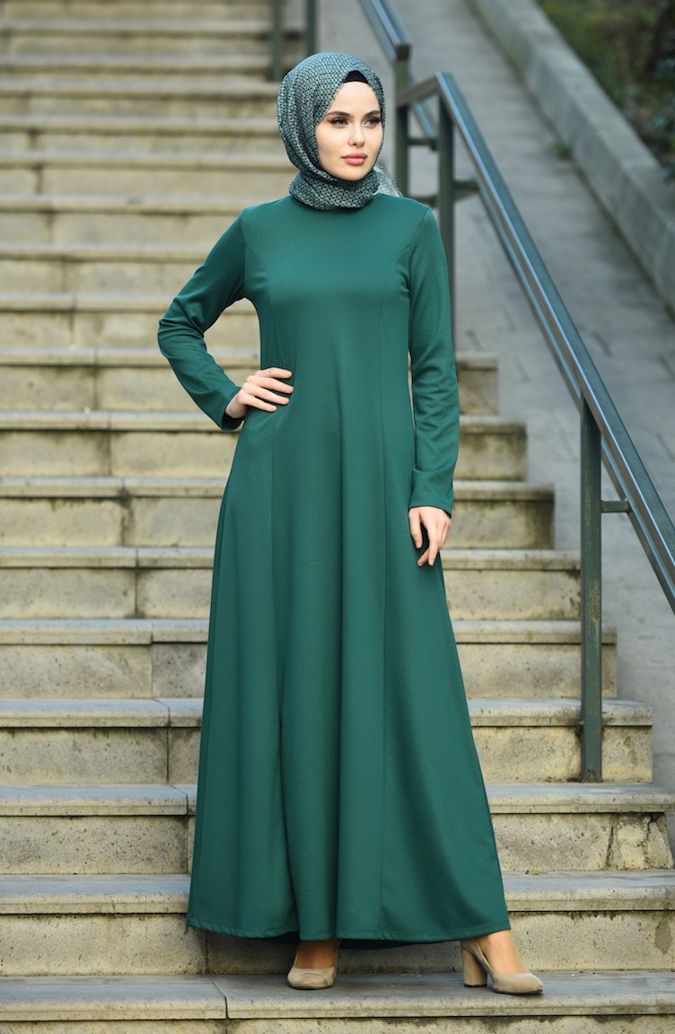 Smaragdgrün Hijab Kleider 8065-04 | Sefamerve