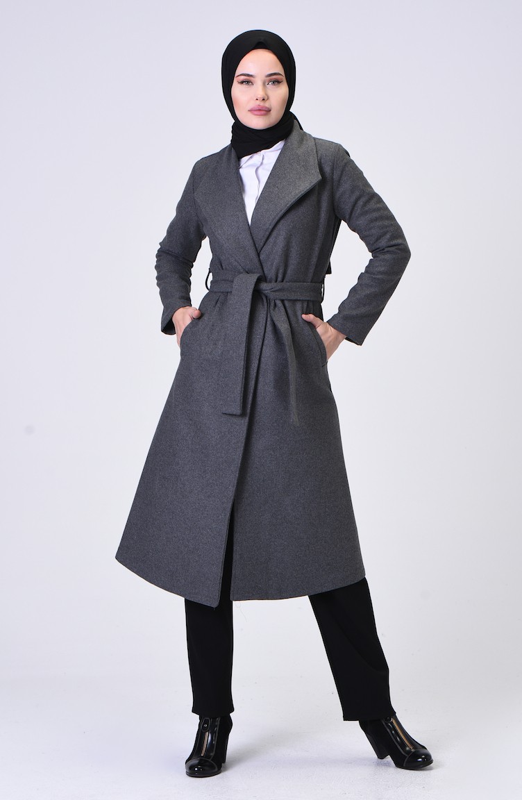 معطف طويل رمادي 6020-02 | Sefamerve