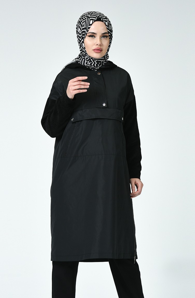 Zipper Detailed Raincoat Black 35979-01 | Sefamerve