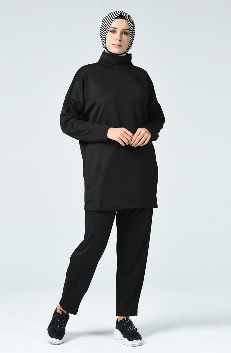 Scuba Dalgıç Kumaş Tunik Pantolon İkili Takım 1037-03 Siyah | Sefamerve