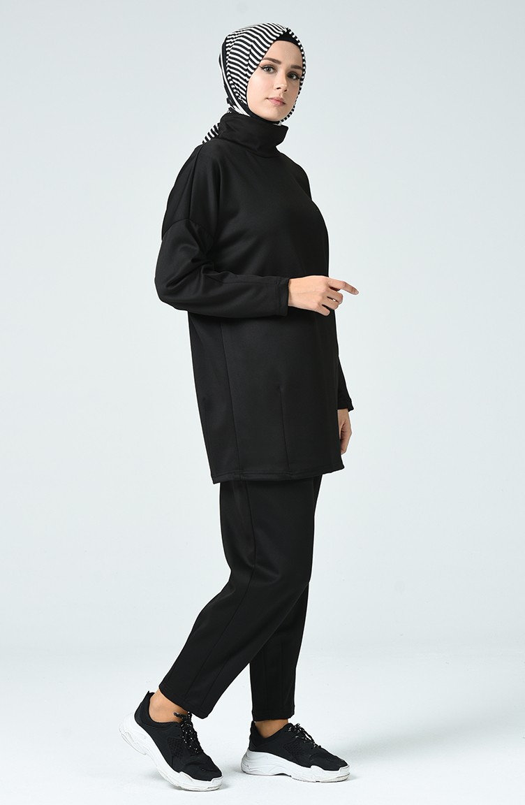 Scuba Dalgıç Kumaş Tunik Pantolon İkili Takım 1037-03 Siyah | Sefamerve