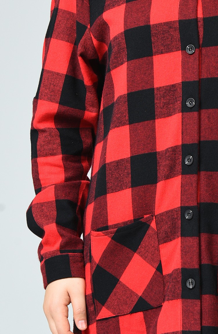 Büyük Beden Kareli Oduncu Gömlek 1025-01 Kırmızı | Sefamerve